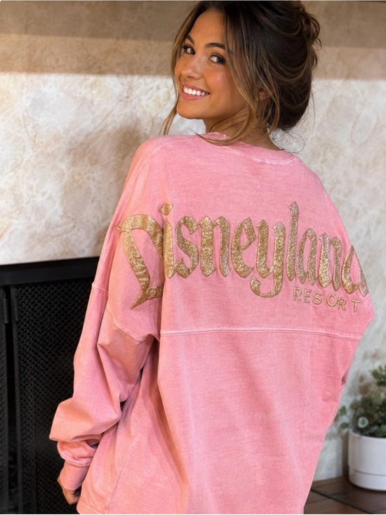 SPIRIT JERSEY Tops - Disney Parks Spirit Jersey Pink & Gold Glitter Long Sleeve Top XS Preloved